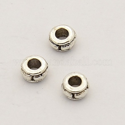 Antique Silver Rondelle Alloy Spacer Beads X-PALLOY-N0002-05AS-1