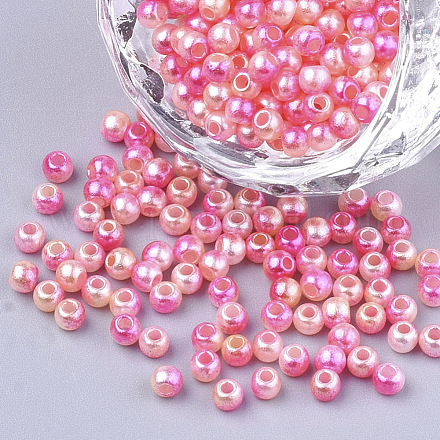 Cuentas de perlas de imitación de plástico ABS del arco iris OACR-Q174-3mm-04-1