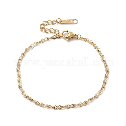 Placcatura ionica (ip) 304 braccialetto a catena a maglie di zucca in acciaio inossidabile da donna BJEW-G667-04G-1