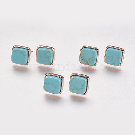 Turquoise synthétique boucles d'oreille EJEW-F139-A04-1