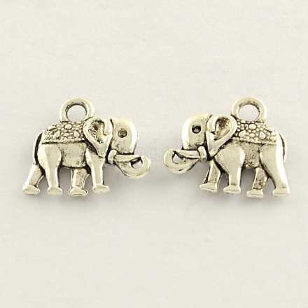 Style tibétain breloques alliage de zinc d'éléphants TIBEP-S287-06-1
