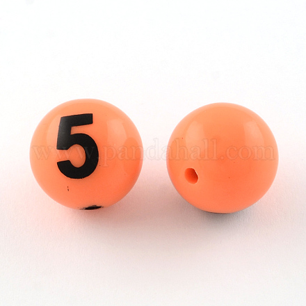 No.5 Printed Round Opaque Acrylic Beads SACR-R893-10mm-03-1