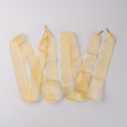 Lacets plats en mousseline de polyester transparent DIY-WH0265-04J-1