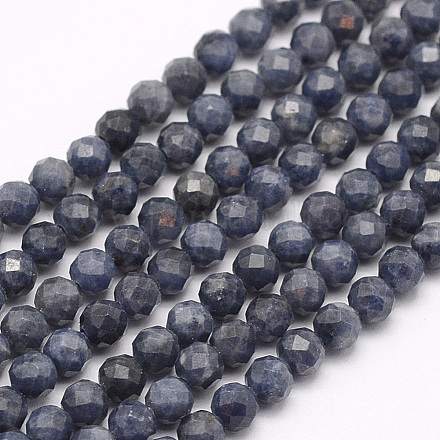 Natural Sapphire Beads Strands G-F509-18-4mm-1