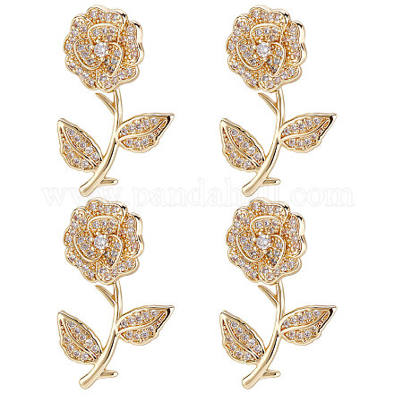 Beebeecraft 5Pcs/Box Rose Flower Charms Cubic Zirconia Rose Floral for Valentine s Day Mother's Day DIY Craft Keychain Necklace Pendants Bracelets Earrings Jewelry Making KK-BBC0002-95-1