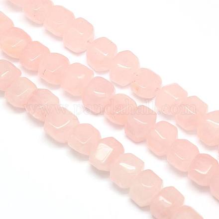 Natural Rose Quartz Faceted Rectangle Beads Strands G-L237-01-1
