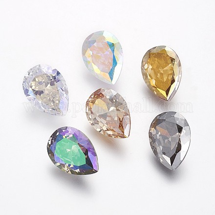Electroplated Cubic Zirconia Pointed Back Cabochons ZIRC-I024-08-1