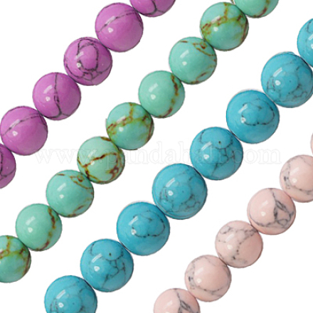 Chapelets de perles en turquoise synthétique TURQ-H038-14mm-M-1