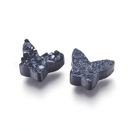 イミテーションドゥルージー天然石樹脂ビーズ  蝶  ブラック  7.5x10x3.5~4mm  穴：1.2mm RESI-L026-L04-1