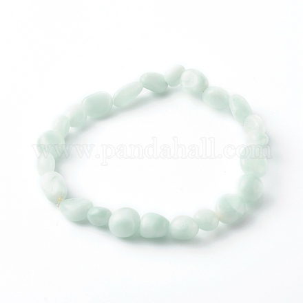 Bracelets extensibles en perles de larimar naturel pour enfants BJEW-JB06250-08-1