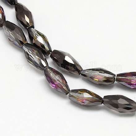 Electroplate Crystal Glass Rice Beads Strands EGLA-F042-C02-1