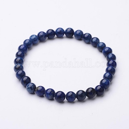 Lapis naturelles bracelets élastiques en perles lazuli X-BJEW-F202-04-1