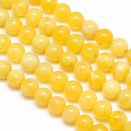Natürliche Honigcalcit runde Perlenstränge X-G-N0081-10mm-13-1