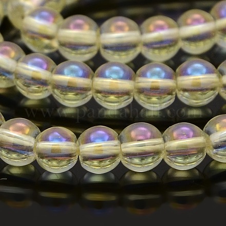 AB Color Plated Glass Round Beads Strands GLAA-A025-6mm-AB01-1