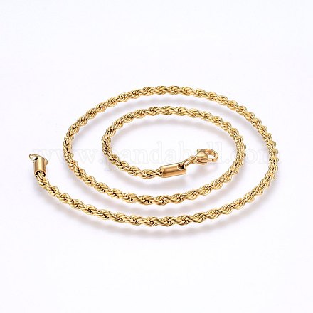 304 Stainless Steel Rope Chain Necklaces NJEW-F226-03G-02-1