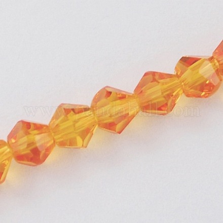 Orange Glass Bicone Beads Strands X-GLAA-S026-6mm-12-1