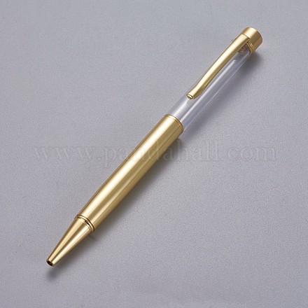 創造的な空のチューブボールペン  内側に黒のインクペンを詰め替えます  DIYキラキラエポキシ樹脂クリスタルボールペンハーバリウムペン作り用  ライトゴールド  ゴールド  140x10mm AJEW-L076-A04-1