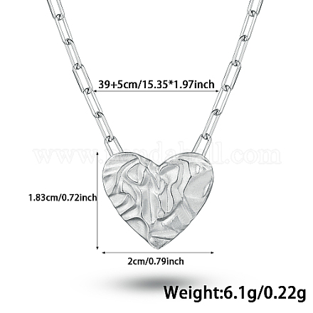 Herz-Halsketten aus rhodiniertem Sterlingsilber mit Büroklammerketten-Anhänger für Damen UH9338-3-1