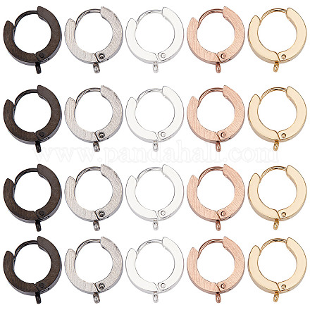 SUNNYCLUE 1 Box 20Pcs 5 Colors Leverback Earring Hooks Gold Huggie Earrings French Lever Back Tiny Hoop Earrings with Open Loop Earwires for Jewellery Making Women DIY Crafts Crochet Stitch Markers STAS-SC0004-51-1