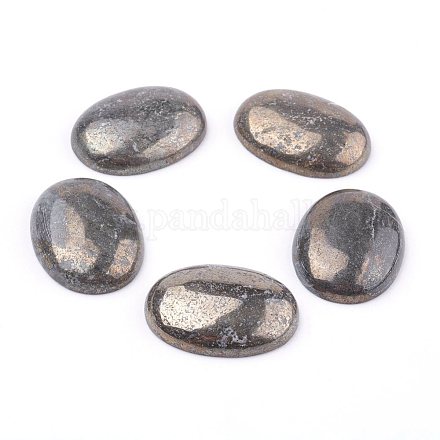 Oval Natural Pyrite Cabochons X-G-I125-10-30x22mm-1