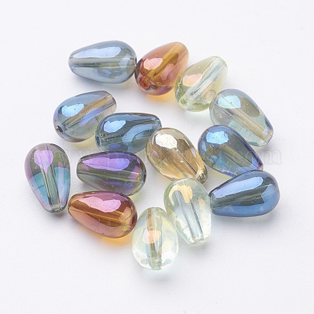 Galvanoplastie perles de larme en verre transparent X-EGLA-Q047-8x13mm-05-1