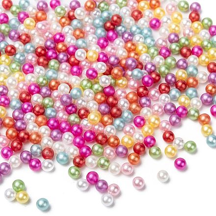 Sin agujero abs imitación de perlas de plástico redondo perlas MACR-F033-4mm-M-1