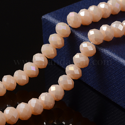 AB Color Plated Electroplate Solid Color Crystal Glass Rondelle Bead Strands X-EGLA-F045A-02AB-1