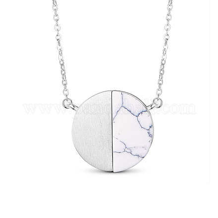 Shegrace splendida collana con ciondolo a semicerchio e marmo in argento sterling 925 JN474A-1