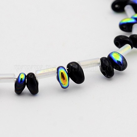 Chapelets de perle ovale en verre électrolytique avec 2 trou EGLA-J074-HP01-1