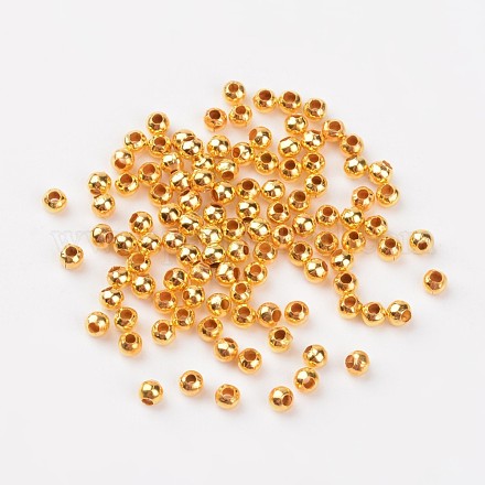 黄金の丸い鉄のスペーサービーズ  DIYクラフト用の金属のパーツのアクセサリ  ジュエリー製造用品の金属パーツ  直径約3.2mm  厚さ3mm  穴：1.2mm X-E006-G-1