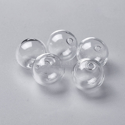 手作り吹きガラスグローブボールボトル  ガラスバイアルペンダント用  ラウンド  透明  16mm X-BLOW-16-1-1