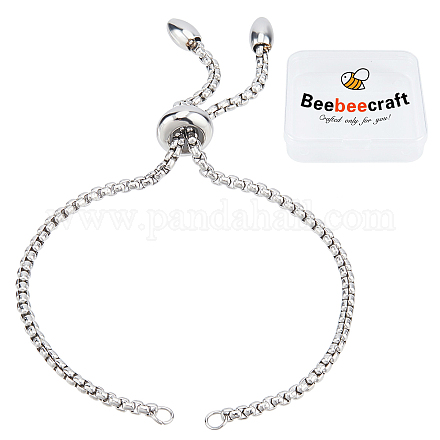 Beebeecraft 1 Box 10 Strand Adjustable Slider Chain Bracelet Stainless Steel 8.6Inch Jewelry Making Chains with Ball Ends for Women Semi Finished DIY KK-BBC0001-03-1