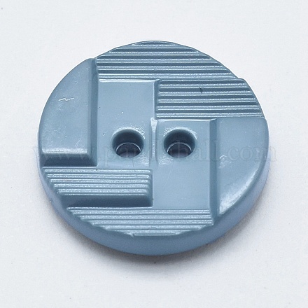2つ穴プラスチックボタン  フラットラウンド  スチールブルー  23x4.5mm  穴：2.5mm  約720個/袋 BUTT-F064-05A-23mm-1