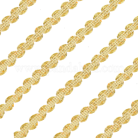FINGERINSPIRE 25 Yard Metallic Scroll Braid Trim Embellishment 10mm Wide Light Gold Polyester Ribbon with Wave Pattern Metallic Gimp Braid Trim for Costume Jewelry Sewing Accessories Home Decor OCOR-WH0074-89A-1