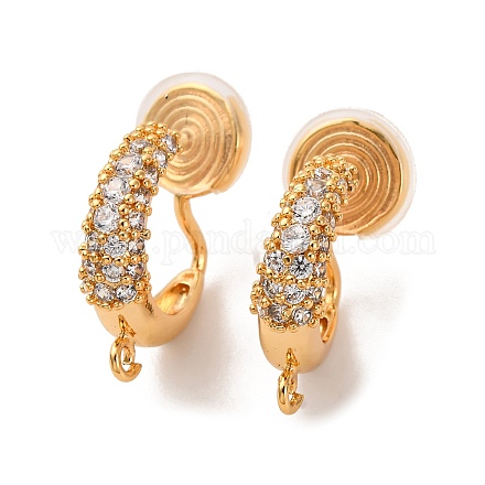 Серьги-клипсы из латуни с микропейвом и прозрачным фианитом KK-K382-35G-1