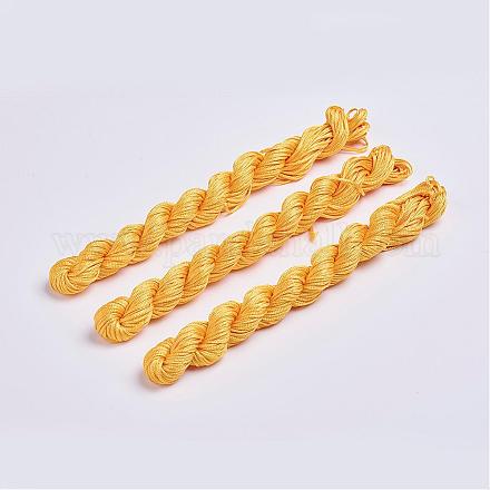 ナイロン糸  作るカスタム織りブレスレットのためのナイロン製のアクセサリーコード  ゴールド  1mm  約26.24ヤード（24m）/バンドル  10のバンドル/袋  約262.46ヤード（240m）/バッグ NWIR-R002-1mm-16-1
