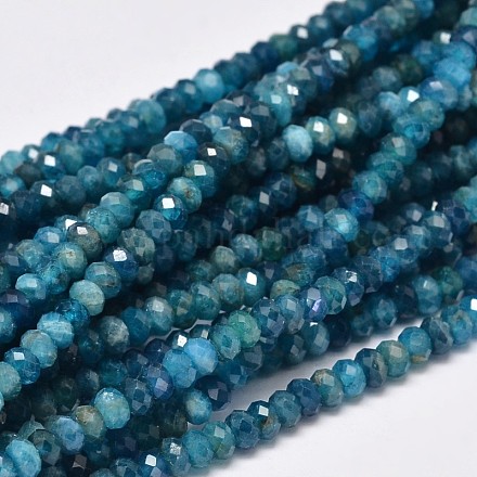 Faceted Rondelle Natural Apatite Bead Strands G-F289-48B-1