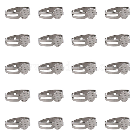 Chgcraft 50 Uds biseles de anillo cabujón redondo plano fornituras de anillo ajustables 304 bandeja de anillo en blanco de acero inoxidable para hacer joyas de anillos diy regalo de cumpleaños de boda DIY-CA0005-54-1