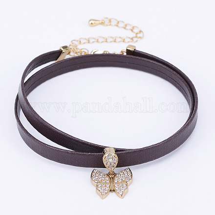 PU Leather Cord Choker Necklaces NJEW-H477-38G-1