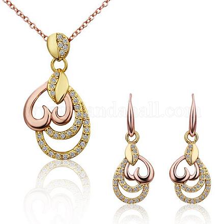 Real Gold & Rose Gold PlatedEco-Friendly Tin Alloy Czech Rhinestone Party Jewelry Sets SJEW-BB10974-03RG-1