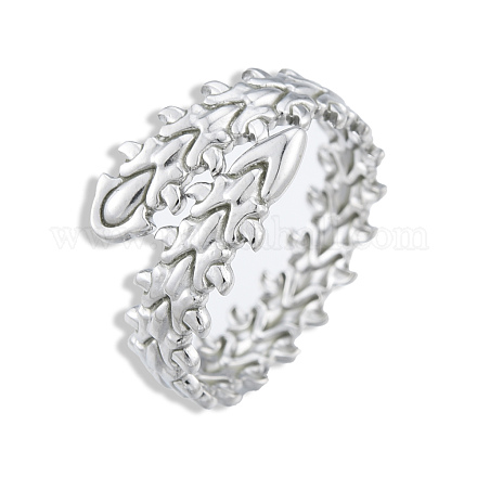 201 anillo de puño abierto con envoltura de hoja de acero inoxidable para mujer RJEW-N038-103P-1