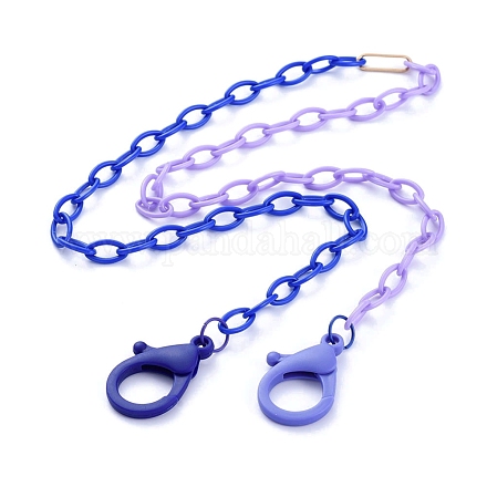 Personalisierte zweifarbige abs kunststoff kabelkette halsketten NJEW-JN02825-06-1