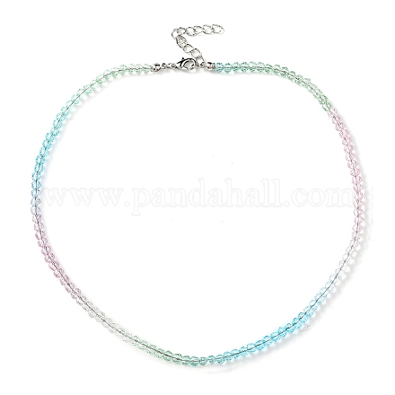 Bling-Glas-Halskette mit runden Perlen für Damen NJEW-PH01490-03-1