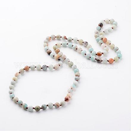 Natural Flower Amazonite Necklaces NJEW-D264-20-1