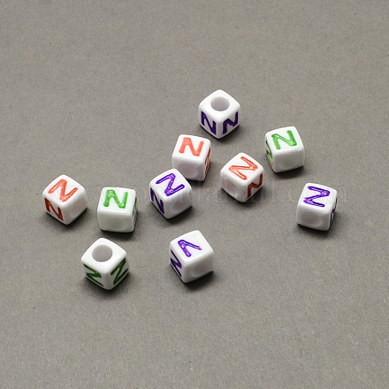 Perline europee di grandi dimensioni con lettere acriliche colorate SACR-Q104-02Z-1