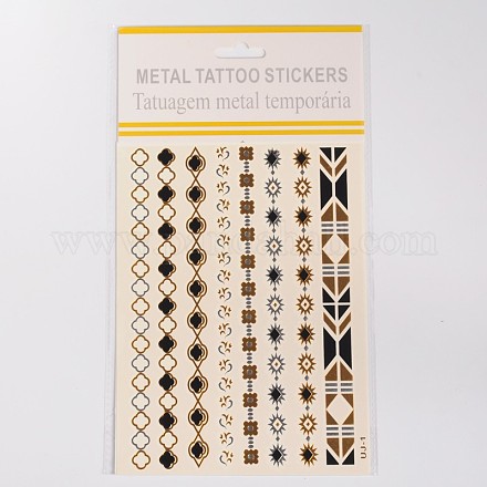Motif mixte faux amovibles métalliques temporaires papier tatouages ​​autocollants AJEW-O027-28-1