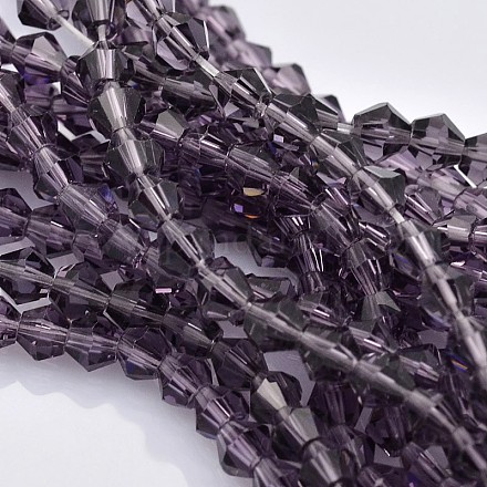 Faceted Bicone Glass Beads Strands X-EGLA-P017-4mm-03-1