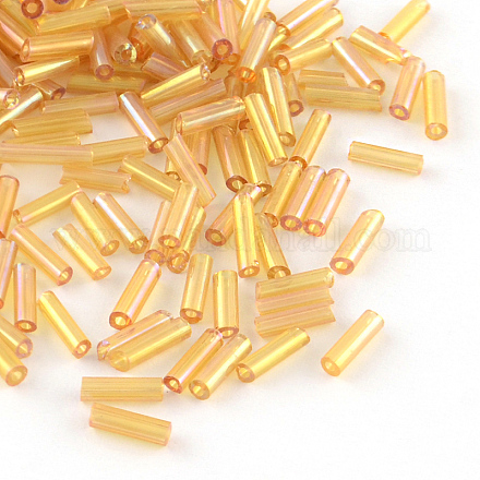 AB Color Plated Glass Bugle Beads SEED-R012-162B-1