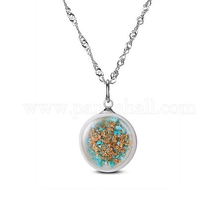 Shegrace 925 colliers à pendentif rond en porcelaine en argent sterling JN375A-1