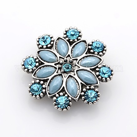 Antique Silver Zinc Alloy Rhinestone Jewelry Snap Buttons SNAP-N010-01-NR-1